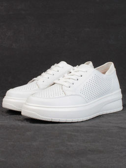 05-HY14-2D WHITE Кроссовки женские (натуральная кожа)
