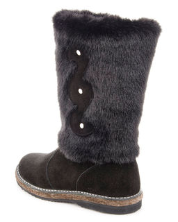 Унты женские на войлочной подошве.Черн., Замша. Черная "норка". Молния