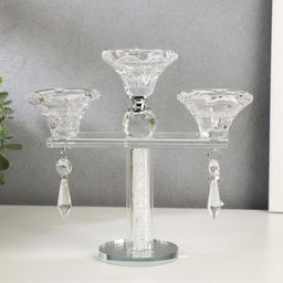 Стеклянный подсвечник на 3 свечи «Цветочные бутоны», 18×19.5×7 см