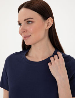 Lacivert Regular Fit Bisiklet Yaka Basic Ti__rt