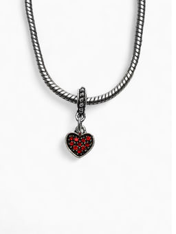 Цена за 5 шт. Шарм подвеска «Сердце», красный в серебре