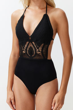 TRENDYOLMILLA Beyaz V Yaka S?rt Dekolteli Triko Regular Mayokini TBESS24MY00002  фото 4