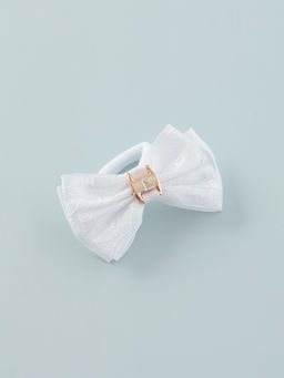 Цена за 6 шт. Бант для волос на резинке «Школьница», кружева, 7 см, белый