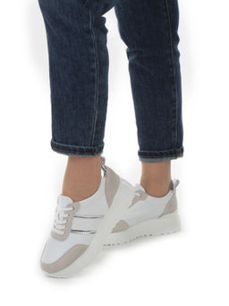 05-PDE40-2 WHITE/BEIGE Кроссовки женские (натуральная кожа, натуральная замша)