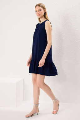 Lacivert Duz Genis Kesim Mini Dokuma Elbise TWOSS25EL00546 - Trendyolmilla фото 2