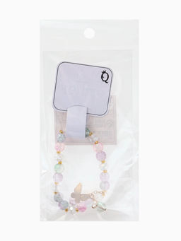 Браслет с подвесками "Сахарный" бабочка, шар №8, цветной в золоте