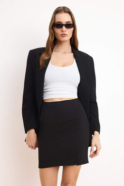 Siyah A-Kesim/Can Form Normal Bel Interlok Orme Etek TWOSS26ET00064