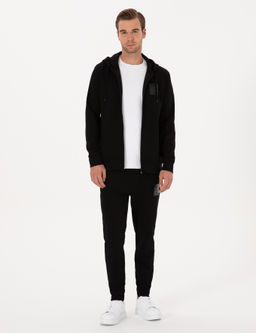 Siyah Slim Fit Pamuk Kar___ml_ Pa_as_ Lastikli E_ofman Alt_