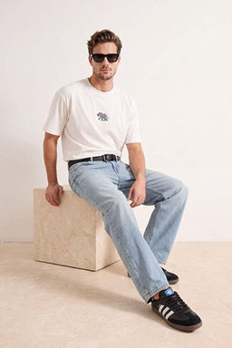 Ekru Oversize/Geni_ Kal_p Fil Nak__ %100 Pamuk T-Shirt TMNSS26TS00077 - Trendyolmilla фото 2