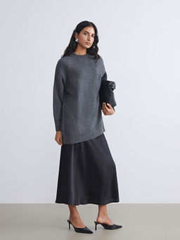 Bisiklet Yaka Oversize Kad?n Triko Tunik