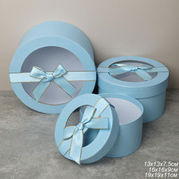 Коробка подарочная 3 штуки 20х20х11 см / 3431-3 /уп 30/голубая - ГалеонТрейд фото 6