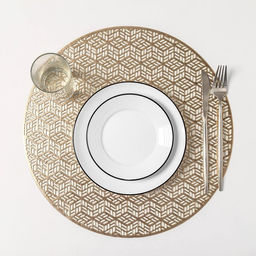 Набор салфеток сервировочных на стол Доляна «Соты», 4 шт, d=38 см, цвет золотой
