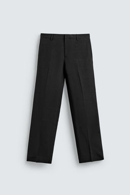 PANTAL?N TRAJE RELAXED FIT VISCOSA - LINO / Negro