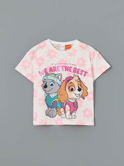 Bisiklet Yaka Paw Patrol Bask?l? K?z ?ocuk Ti??rt