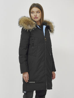 Куртка ПРЕМИУМ КЛАССА зимняя с мехом ЕНОТА, черного цвета - Mtforce фото 17