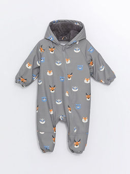 Kap??onlu Uzun Kollu Bask?l? Erkek Bebek Astronot Mont