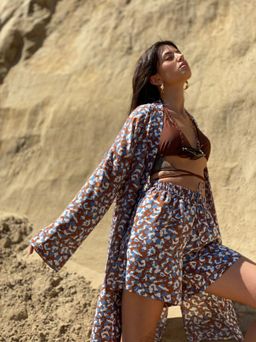 6885 Костюм из кимоно и шорт коричнево-голубой - Martichelli фото 8