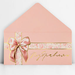 Цена за 10 шт. Конверт для денег «Поздравляю», бант, тиснение, 16.5 х 8 см