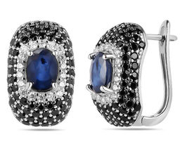 Серьги, сапфир корунд , шпинель нат., NKD-3071