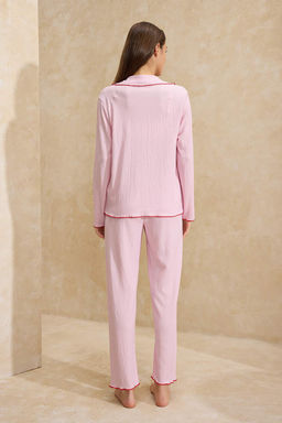 Pembe Kiraz Nak?sl? Cepli Baby Overloklu Burumcuk Dokulu Orme Pijama Tak?m? THMSS26PT00018 - Trendyolmilla фото 4