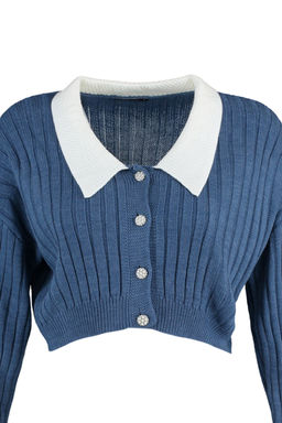 Indigo Super Crop Gomlek Garnili Triko H?rka TWOAW23HI00519