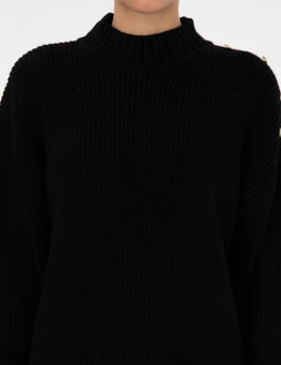 Siyah Comfort Fit Yar_m Bal_k__ Kazak