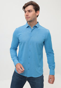 Батник мужской трикотажный GREG G143-ML (лазурь)  фото 11