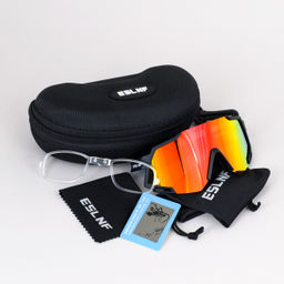 Очки спортивные солнцезащитные ESLNF. ударопрочные. Линза: HD POLARIZED-Зеркальная. Silicone переносица и боковые душки. Черный-Оранжевый /уп 50/ - ГалеонТрейд фото 4