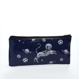 Косметичка-пенал на молнии, с рисунком Космический кот, тёмно-синяя - Simaland фото 2
