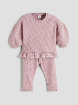 Dantel Detayl? K?z Bebek Sweatshirt ve Tayt