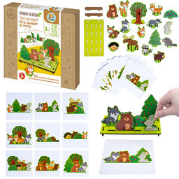 Игра развивающая из дерева 3D Что за чем? Кто живет в лесу