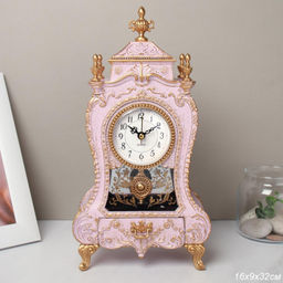 Часы настольные 28 см розовые / 63317H /уп 18/ музыкальные