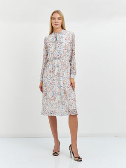 платье длины миди с кулиской на поясе