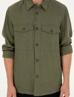 Рубашка с длинным рукавом стандартного кроя цвета хаки - Cacharel фото 7