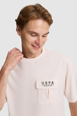 Erkek Krem Comfort Fit Bisiklet Yaka Ti__rt