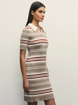 Трикотажное платье мини в полоску / Zarina  фото 4