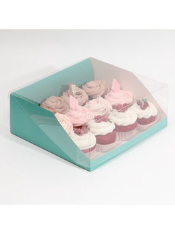 Цена за 5 шт. Коробка кондитерская с пластиковой крышкой, упаковка, «Тиффани», 25×22.5×10 см