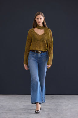 Trendyol Studio Yesil Animal Y?lan Desenli Sal Detayl? Transparan Dokuma Bluz TWOAW26BZ00275 - Trendyolmilla фото 5