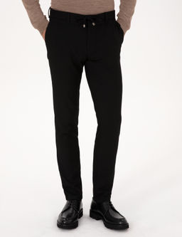 Siyah Slim Fit Beli Ba_c_kl_ Kanvas Pantolon