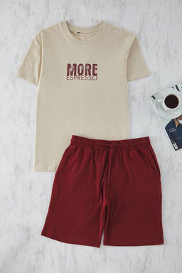 TRENDYOL MAN Koyu Gri Regular Fit Bask?l? Orme Sortlu Pijama Tak?m? TMNSS25PT00032 - Trendyolmilla фото 2
