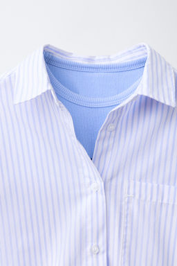 PACK CAMISA RAYAS Y CAMISETA RIB BORDADA / Azul - Zara фото 6