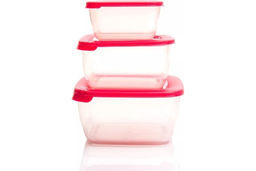 Комплект контейнеров для СВЧ "Лайт" 3шт (0,46+0,95+1,5)л квадр. арт.С545