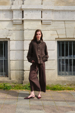 Koyu Kahverengi Liyosel C?tc?tl? Oversize Ceket TWOSS26CE00050 - Trendyolmilla фото 4