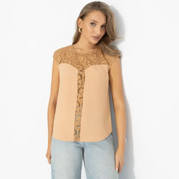 Топ комбинированный с кружевом, Громко и смело