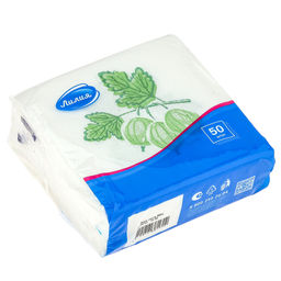 Салфетки бумажные 24х24см Лилия, 1 слойные, 50 штук в упаковке, Вкус лета, Микс: Крыжовник + Клубника (Россия) - Bouquet фото 3