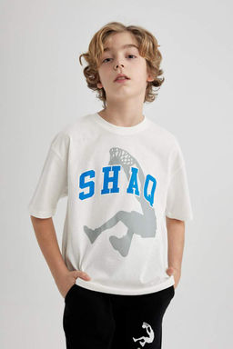 Футболка Oversize с круглым вырезом и короткими рукавами для мальчика Shaquille ONeal - Defacto фото 4