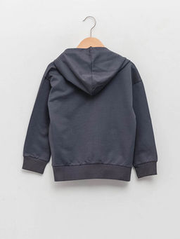 Kap??onlu Bask?l? Uzun Kollu K?z ?ocuk Fermuarl? Sweatshirt - Waikiki фото 2