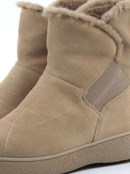 04-PAL272-5Z GREEN/SANDY Ботинки зимние женские (натуральная замша, 100% шерсть, натуральный мех)