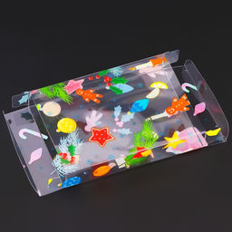 Цена за 5 шт. Коробка подарочная новогодняя складная ПВХ Новогоднее настроение 11?8?2 см