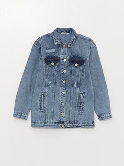 G?mlek Yaka K?z ?ocuk Jean Ceket